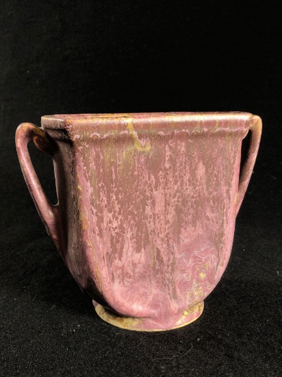 Early Roseville Carnelian II Purple Vase, original sticker, unique glaze
