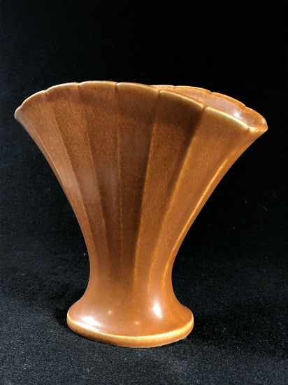 Rookwood Brown Fan Vase