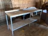 Galvanized Prep Table w/ Cutting Board Top 7? x 2? x 3? w/ 2? Back Splash