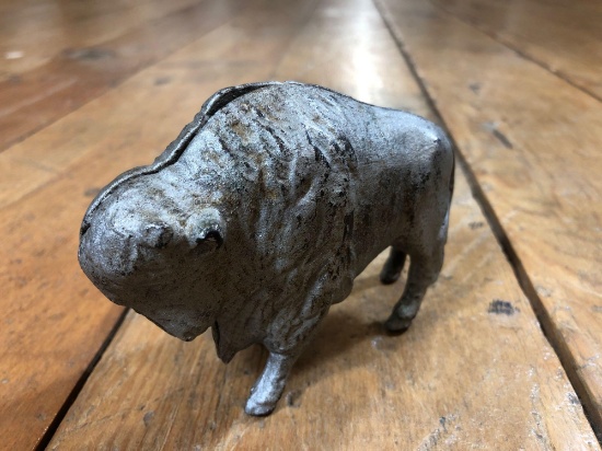 Vintage Cast Iron Painted "Buffalo" Bank