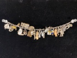 Sterling Silver Charm Bracelet w/International Themed Charms