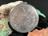 Argenta Mexican Silver Compact w/ Aztec Calendar