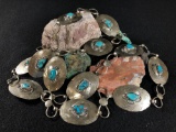 Silverplate w/ Turquoise Like Stones Concho Belt Untested and Unmarked