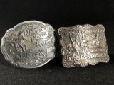 (2) Heston National Finals Rodeo Belt Buckles 1887 and 1997