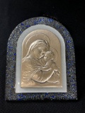 Sterling Silver Madonna w/ Glass Back Plaque