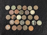 (27) Indian Head Pennies- Dates Illegible,