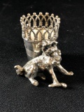 J.W. Tufts Silver Plated Toothpick Holder w/ Dog