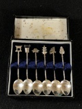 (6) Set of Japanese Sterling Silver Demitasse Spoons