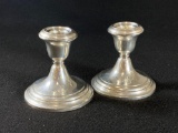 Pair of Gorham Sterling Silver Weighted Candlestick Holders Monogramed w? Letter 
