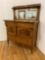 Arts & Crafts Style Oak Buffet w/ Beveled Glass Mirror Back & Locking Drawers