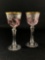 Pair Of Clear Goblets w/ Rose Flash, & Gilt Rims