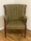 Green Floral Flute/Channel Back Upholstered Arm Chair