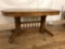 Double Pedestal Oak Dining Table w/ (2) Leaves