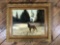 Arlja 79' Painting of Elk On Canvas w/ Ornate gilded Frame