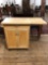 Kitchen Island With Butcher Block Top, Single Drawer and Shelving on Casters