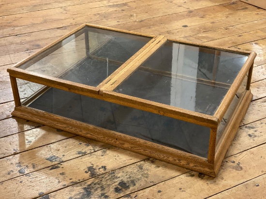 Antique Oak Double Door Display Case