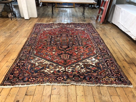 Hand Made Heriz Persian Wool Rug W/ Fringe