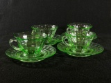 (4) Green Depression Glasses 1930