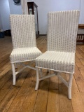 (2) White Wicker Chair