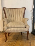 Cream Flute/Channel Back Upholstered Arm Chair