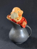 Small Milk Pitcher with Beer Drinking Figurine