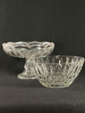 (1) Glass Bowl , (1) Glass Pedestal Bowl