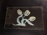 Glass Tray W/ Etched Tulips