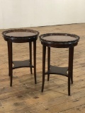 Pair Of Mahogany Side Tables w/ Ornately Carved Border