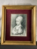 Kirkmav Planis, Charcoal Portrait of Child with Bonnet