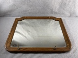 Antique Oak Frame Beveled Glass Hall Mirror