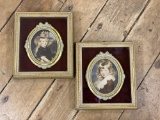 Pair Of Victorian Printed Portraits Framed In Shadow Boxes