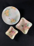 (1)Hand Painted Nippon Plate, (2) Hand Painted Candy dishes