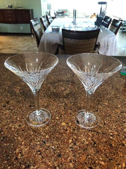 Pair Of Waterford Crystal Martini Glasses