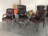 (3) Faux Leather Office Chairs