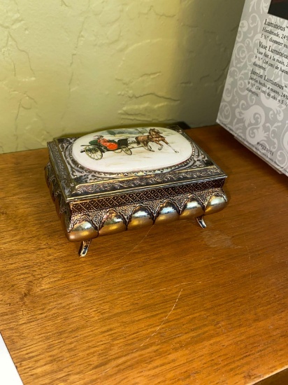 Enamel & Silver Plated, Felt Lined, Jewelry Box