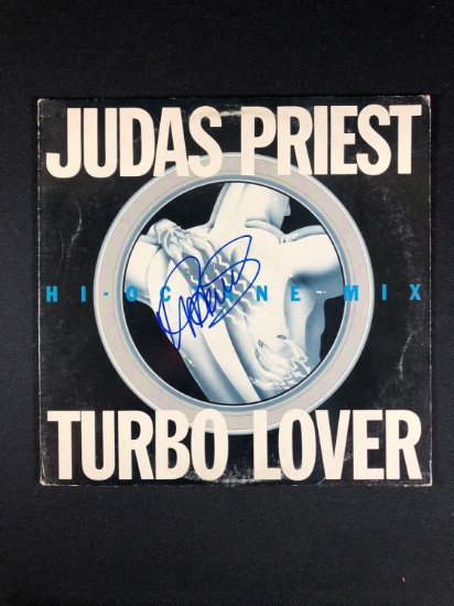 Judas Priest "Turbo Lover" Hi- Octane -Mix Autographed 45 Album by Ian Hill