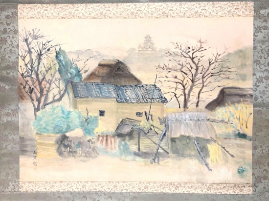 Cao Nan, Watercolor, Japanese Scroll In The Style Of Nanso Kushinobu