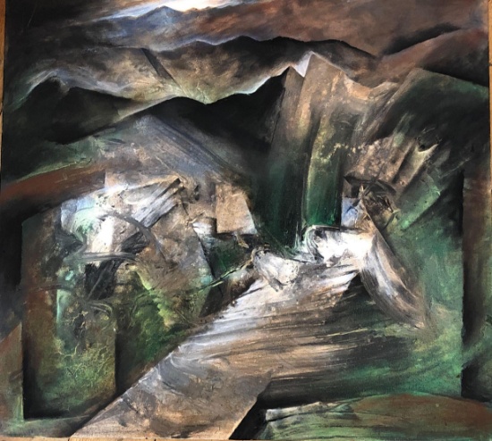 Neil Meitzler (American1930-2009) Untitled Painting of Green Rock Fall