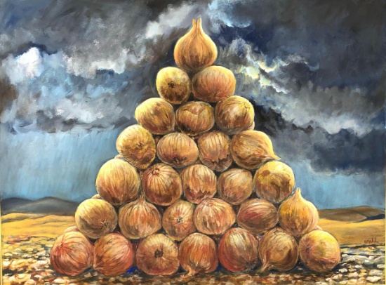 Neil Meitzler (American1930-2009) "Onion Harvest" 1995 Oil on Canvas