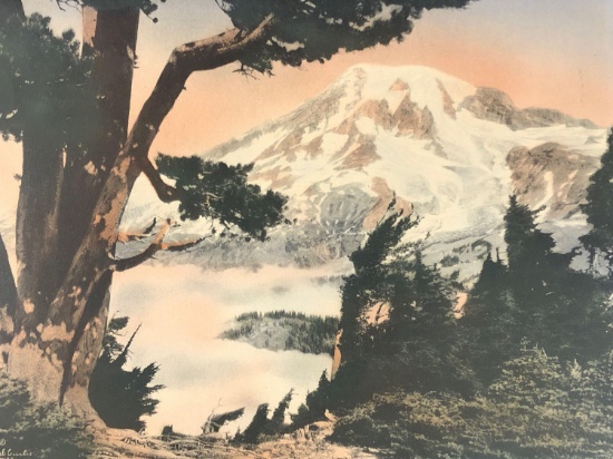 Asahel Curtis (American 1874?1941) Print of a Tinted Photograph Of Mt. Rainer No. 40093