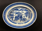 Chinese Qing Dynasty Nanking Blue and White Oval Platter