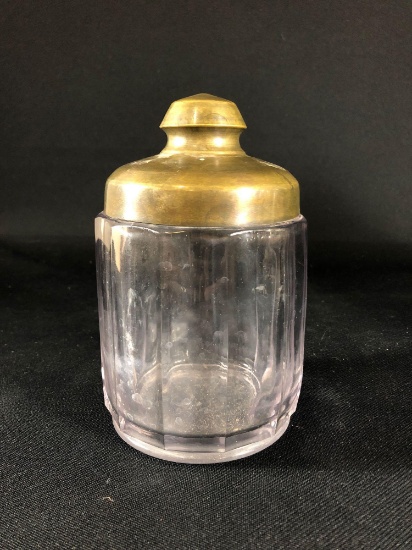 Glass Humidor with Brass Lid 5" T x 4" Diameter