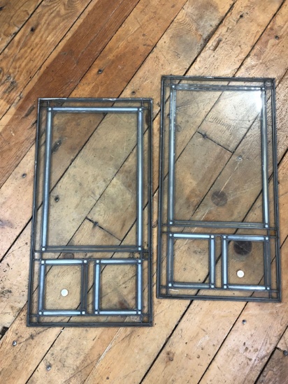 (2) Lead Glass Window Panes 27"x14" (1) has Broken Glass Piece