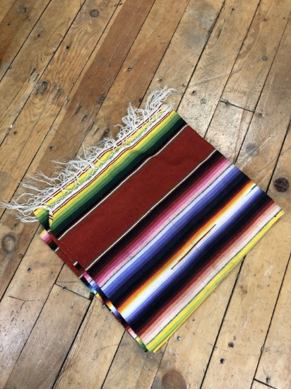 Fringed Mexican Indian Blanket 40" Wide 76" Long