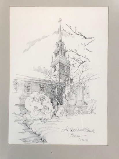 Charles H. Overly (American 1851-1929) " The Old North Church" , Print