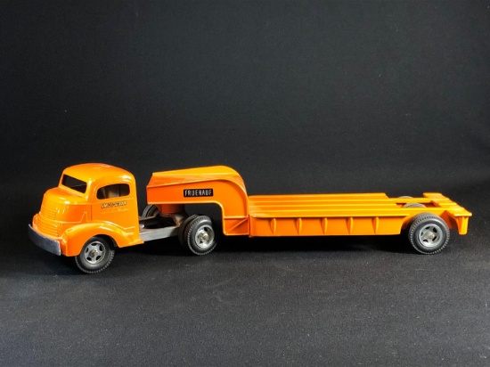 1950's Smith Miller GMC Truck W/ Fruehauf Lowboy Equipment Hauler