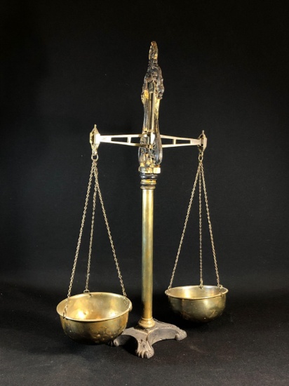 J. white and Sons Auchtermuchty Balance Scales Cast Iron and Brass