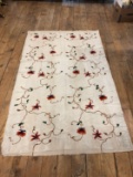 (2) Embroidered Linen Panels Depicting Poppies