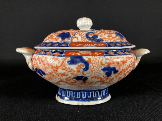 Imari 19th c. Covered Gravy Bowl