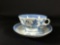 Blue and White Canton Cup and Saucer